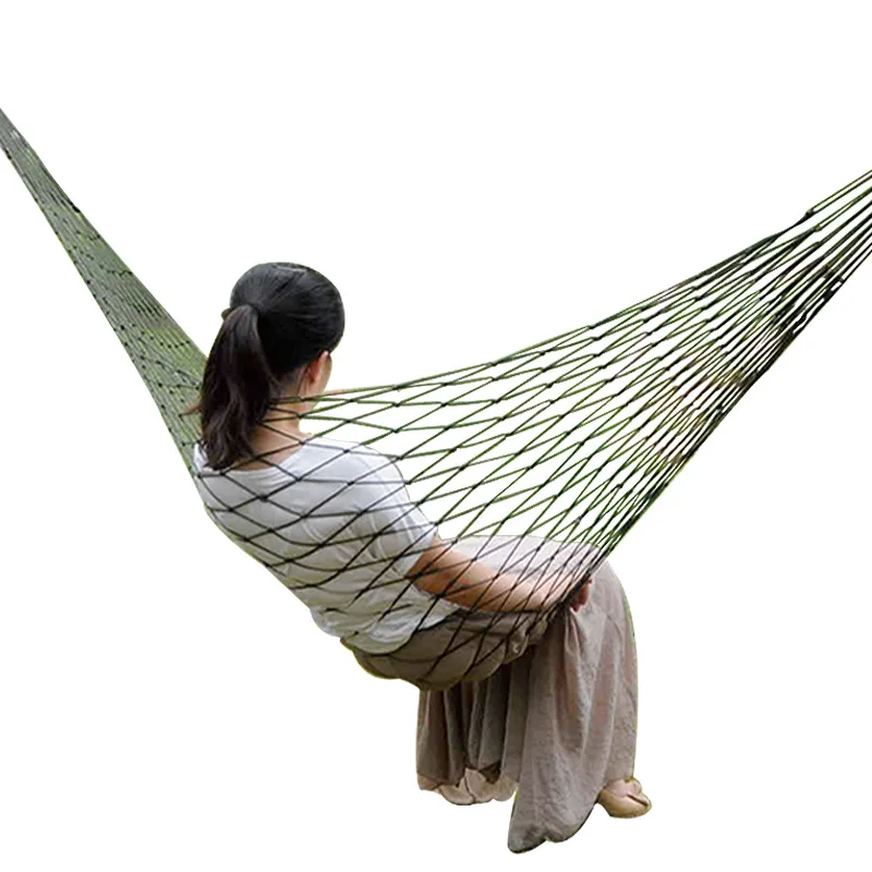 

Outdoor thickened army green mesh rope camping hammock nylon rope single hammock, Blue army green