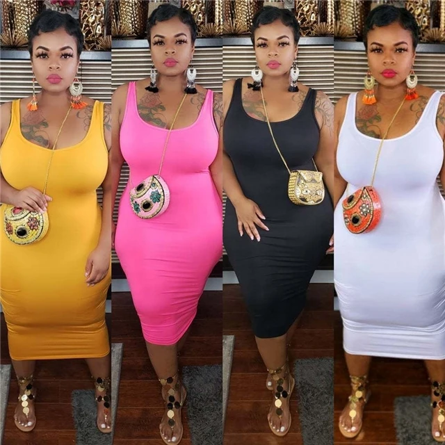 

2021 Summer Solid Plus Size Women Clothing Fashion Oversized Casual Sun Dress