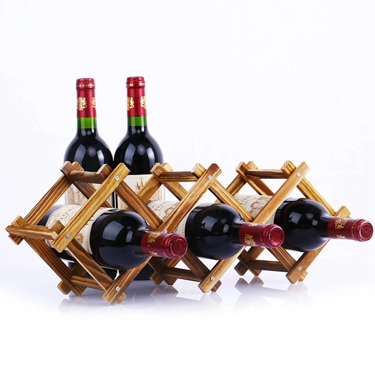 
2020 Custom New Arrival Wooden Wine Bottle Holders Creative Practical Collapsible Living Room Cabinet Red Wine Display Racks 