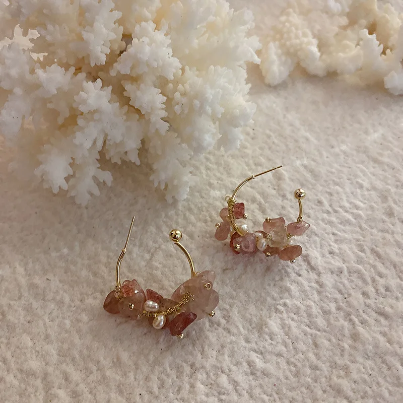 

Vershal 18K Real Gold Plated Natural Crystal Stone Handmade Earrings For Women 2021, As pitcure