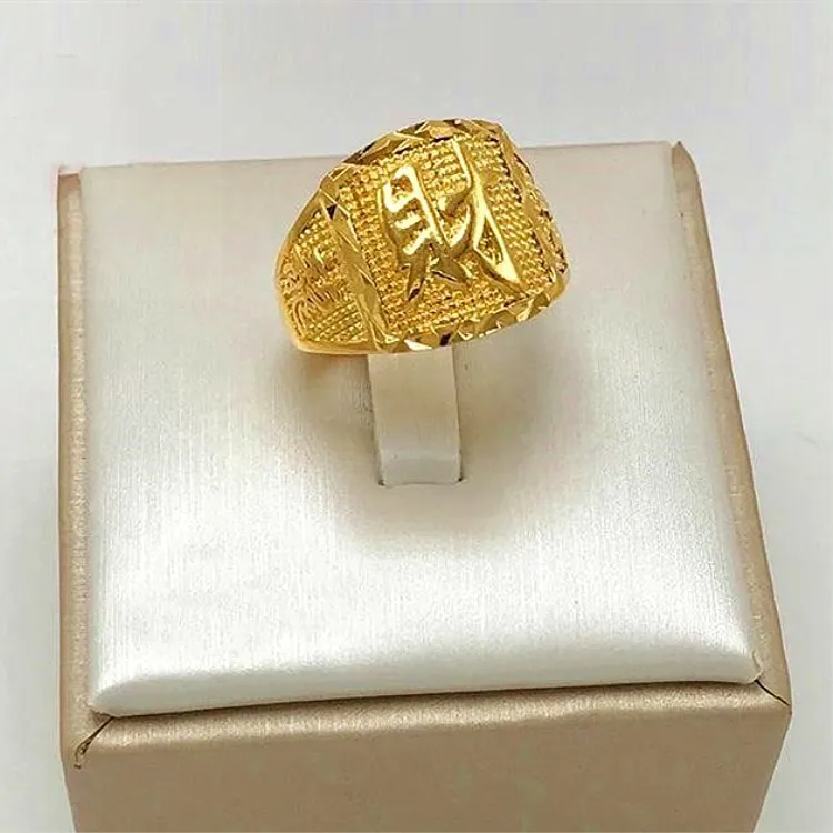 

Brass Gold Plated Fu Fat Choi Ring Exquisite Craftsmanship Alloy Jin Fu Fat Choi Ring Men's Jewelry