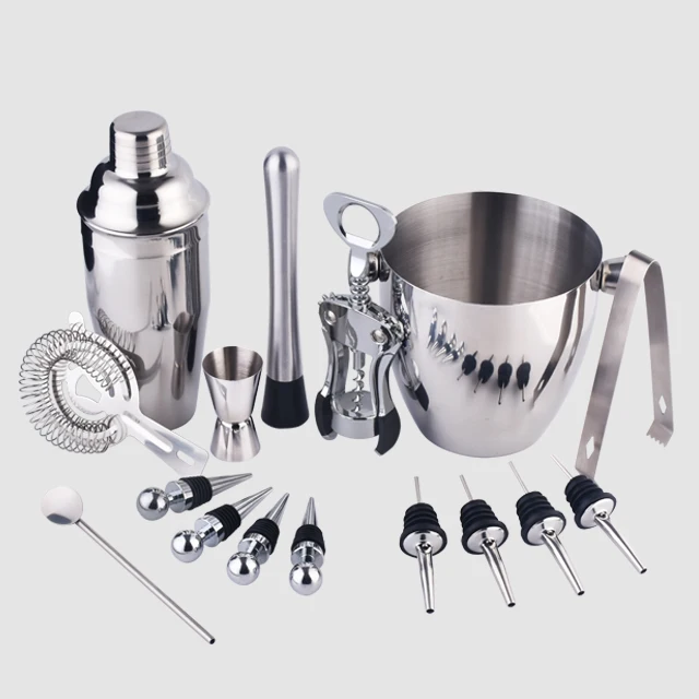 
Factory Direct 700ml stainless steel stand bar tool shakers cocktail drink mixer set with steel base 