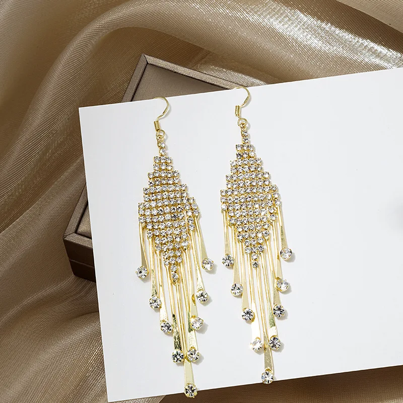 

fashion trendy decor crystal statement drop earrings