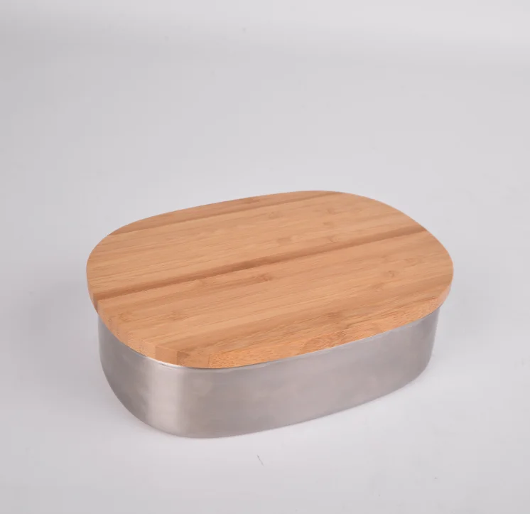 

2021 Oval Stainless Steel Food Container With Bamboo Lid