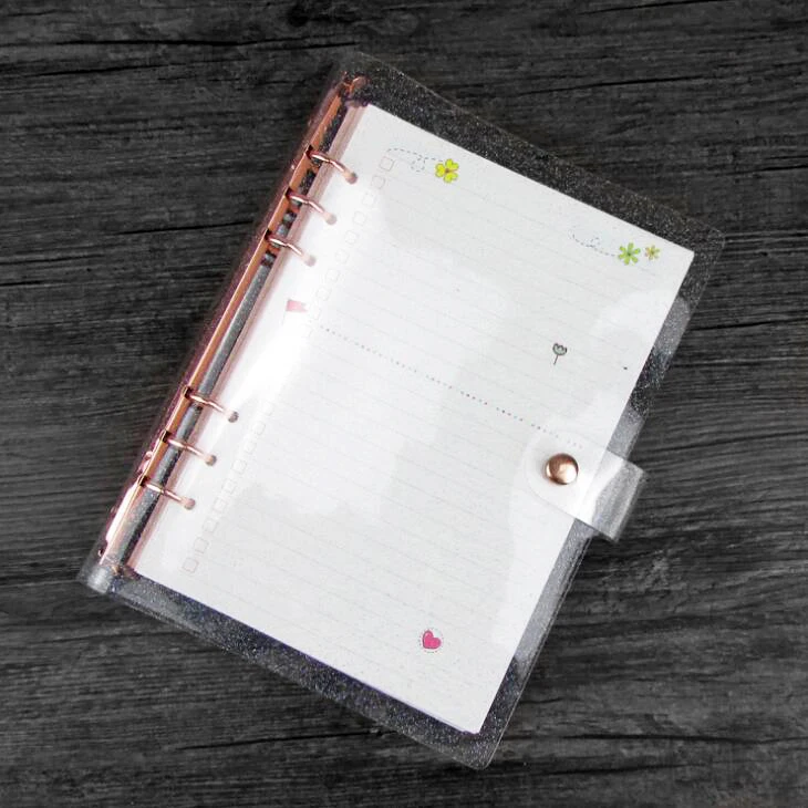 

Popular beautiful A5 A6 size glitter bling thick pvc rose gold notebook cover