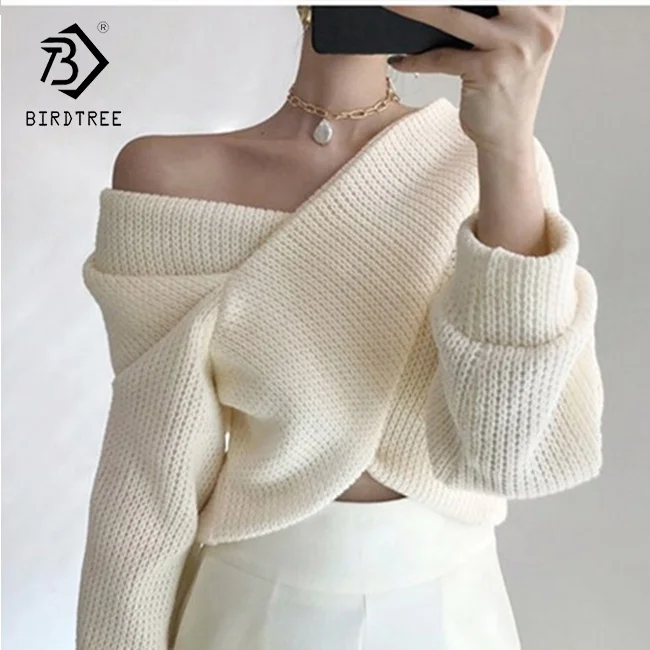 

Cold Shoulder Crisscross Tunic Sweater Women Long Sleeve Knitwear Pullover Tops C9D927B