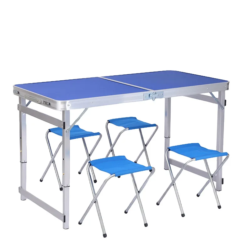 Aluminum Alloy Square Tube Folding Table Household Simple Folding Dining Table and Chairs Outdoor Stall Folding Table Picnic Tab