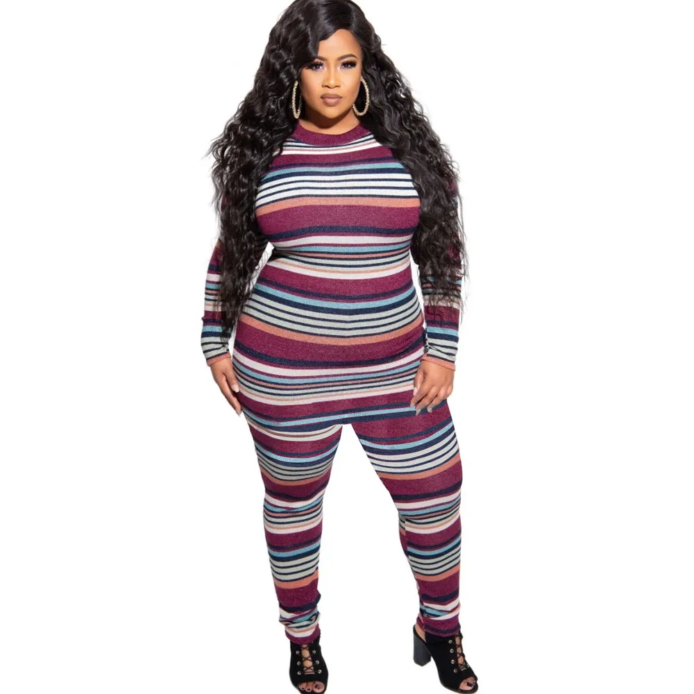 

New arrivals 2021 fashion casual striped printed home suit 2 piece set women, As shown in figure