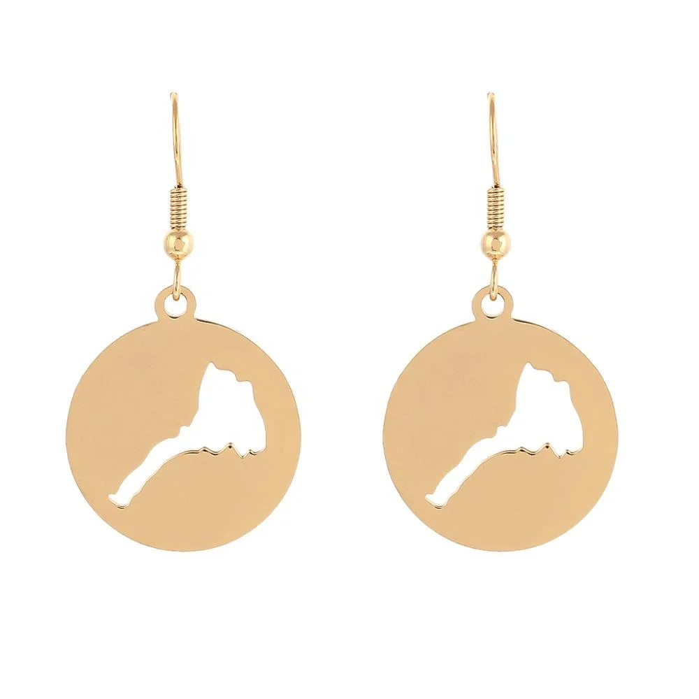 

Small Size Eritrea Map Earrings For Women Girl Gold Color Map of Eritrea Charm Jewelry