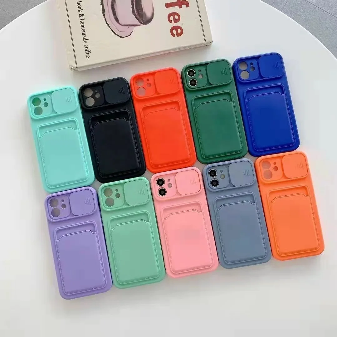 

Amazon Hot Selling TPU PC Hybrid Portable Hidden Card Slot Mobile Phone Case for iPhone 11 Pro Case for iPhone 11 12, Multi colors