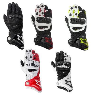 

100% Genuine Leather GP PRO Motorcycle Long Gloves Racing Driving Motorbike Original Cowhide Motocross Gloves, Black/white