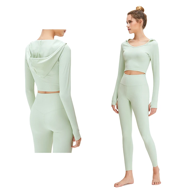 

Custom Logo Sportswear Women High Waist Fitness Workout Clothing Two Piece Yoga Sets