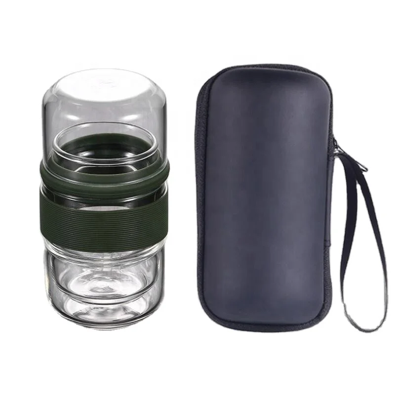

New Design Portable Elegant Bososilicate Glass Teapot Travel Office Tea Pot Set, Clear/customized