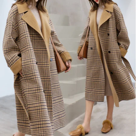 

New Long Sleeve Winter Wool Coat Women Europe Style Large Size Coat Feminino Ladies Autumn New Slim Long Woolen Coats