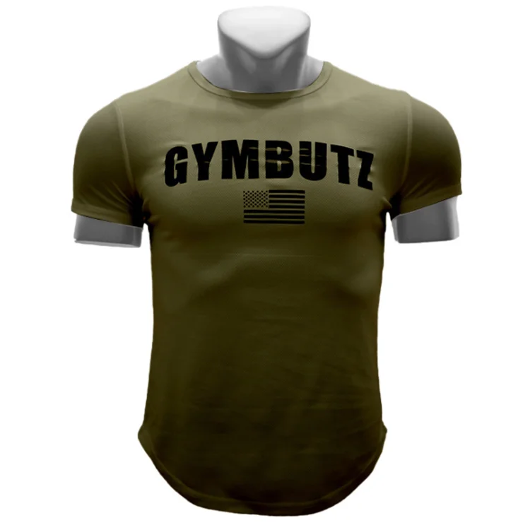 

New Men Running Gym Sport T Shirt Quick Dry Fitness Muscle Stretch Top Tee Hot