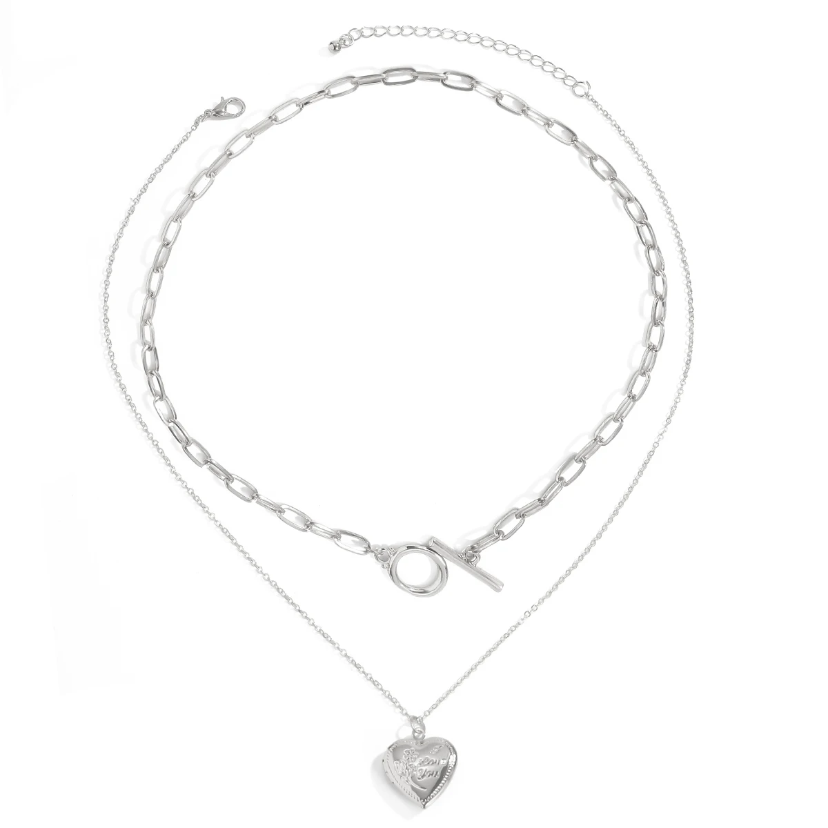 

Female creative opening peach heart OT buckle simple necklace
