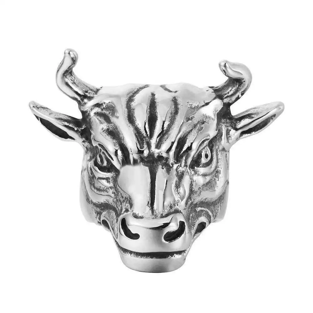 

Factory professional design custom animal shape ox head ring stainless steel men