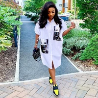 

Casual Single-Breasted Loose Printing Shirt Dress