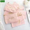 Stylish best selling recycled beautiful pretty zipper bag pink color custom makeup pouch canvas with gold foil design printing