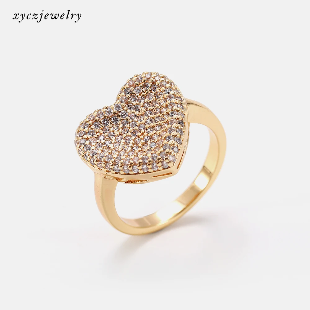 

XingYu New Luxury White CZ Pave Heart 18k Gold Plated charms for jewelry making heart ring