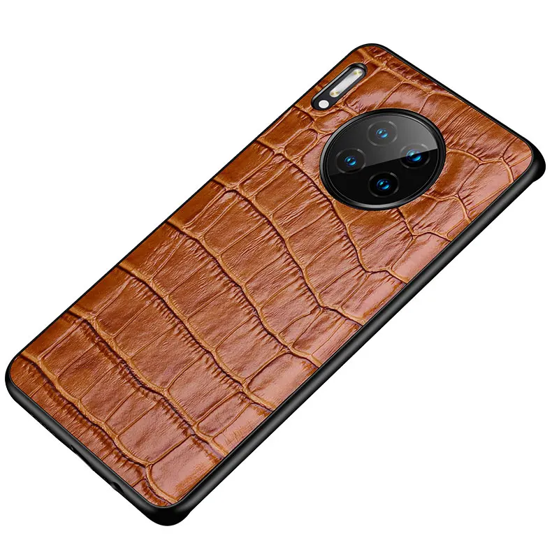 

Classic Genuine Leather Shockproof Case Back Cover for Huawei Mate 30 Pro Case, Black, brown, red, blue