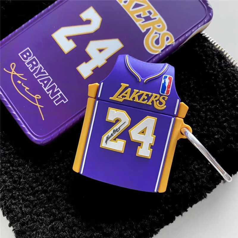 

Hot Selling Lakers Jersey for AirPods Protective Cover Apple 1/2 Blue tooth Wireless Headset Covers Silicone Shell Case, Celadon,offwhite