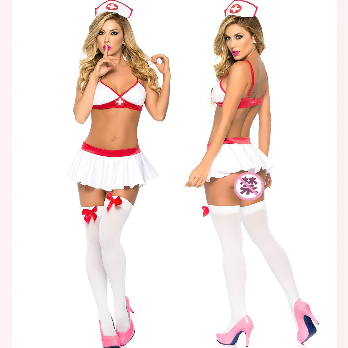 

China supply wholesale Sexy lingerie Sexy three-point hollow erotic nurse uniform, Picture shown sexy sleepwear