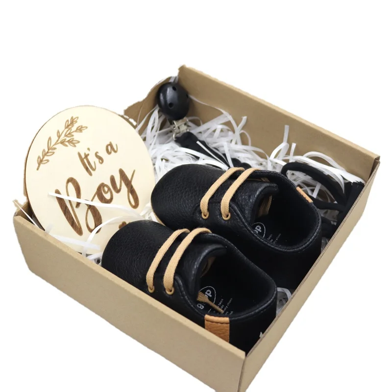 

8 colors baby pu leather shoes leopard print soft toddler first walkers pacifier chain newborn gift set, 6 colors