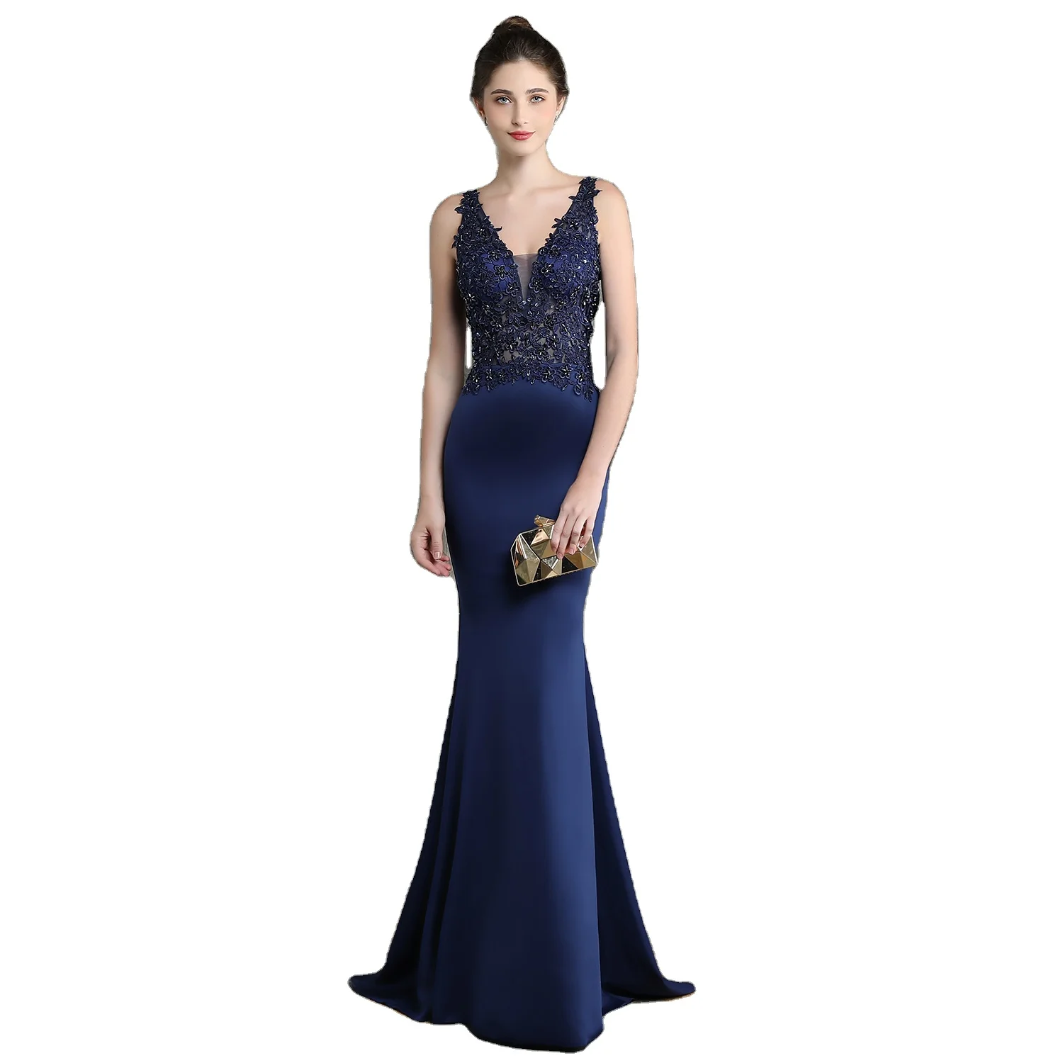 

Slim Long Fishtail Stylish Sexy Party Prom Dresses 2020 New Factory Direct Sale Can Be Customized V-NECK Evening Dress, Picture