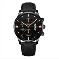 

China Factory CUENA Mens Wrist Watches Military Leather Analog Army Casual Dress watch for man quartz watch