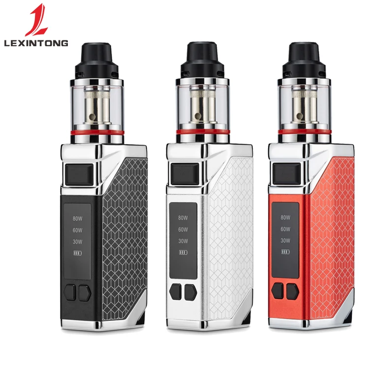 

Vape E Cigarette Starter Kit Top refill Box Mode Pen Led Display Built In 2200 mAh Battery 80W vape kit, Black,silver