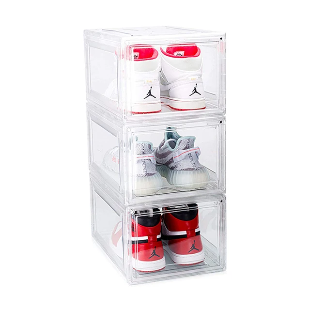 

Stackable Transparent Shoe Box Plastic Storage, Black\white (optional)