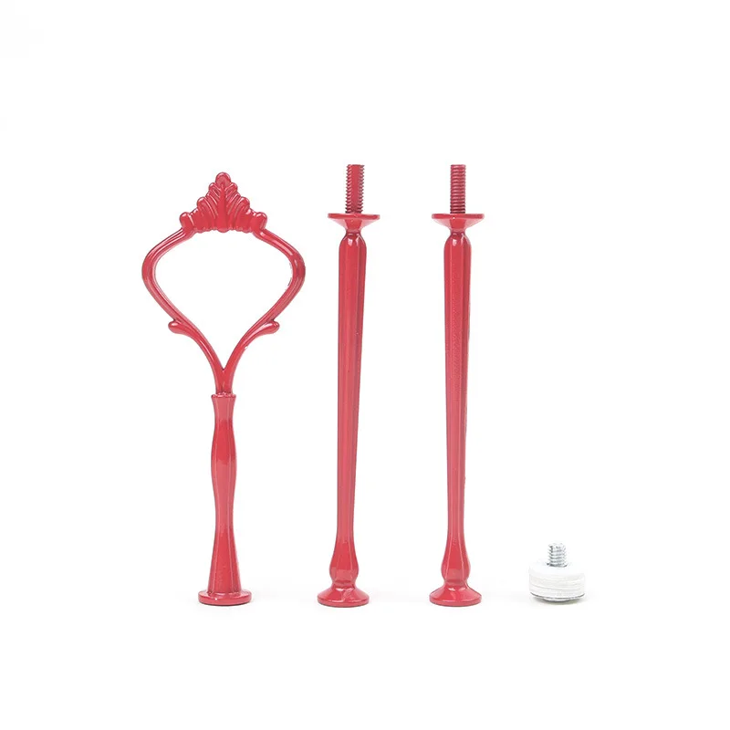 Red color 3 tier dessert cupcake stand hardware fancy rustic cake plate fitting hardware CSH-003