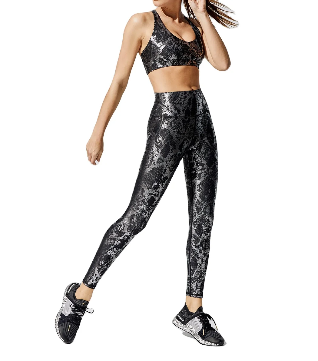 

Sports Wear Sustainable Clothing Women Unique Golden Metallic Print Workout Sets Yoga Clothes Athletic Wear Fitness Yoga Set