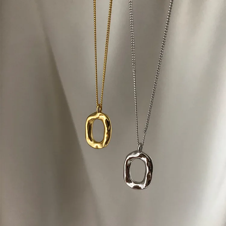 

Simple Design Delicate And Minimalist High Polished 925 Sterling Silver Geometric Pendant Necklace, Gold, silver