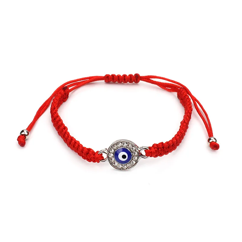 

Fashion Jewelry Turkish Crystal Evil Eyes Bracelets Handmade Red Braided Rope Chain Charm Bracelet For Women Men