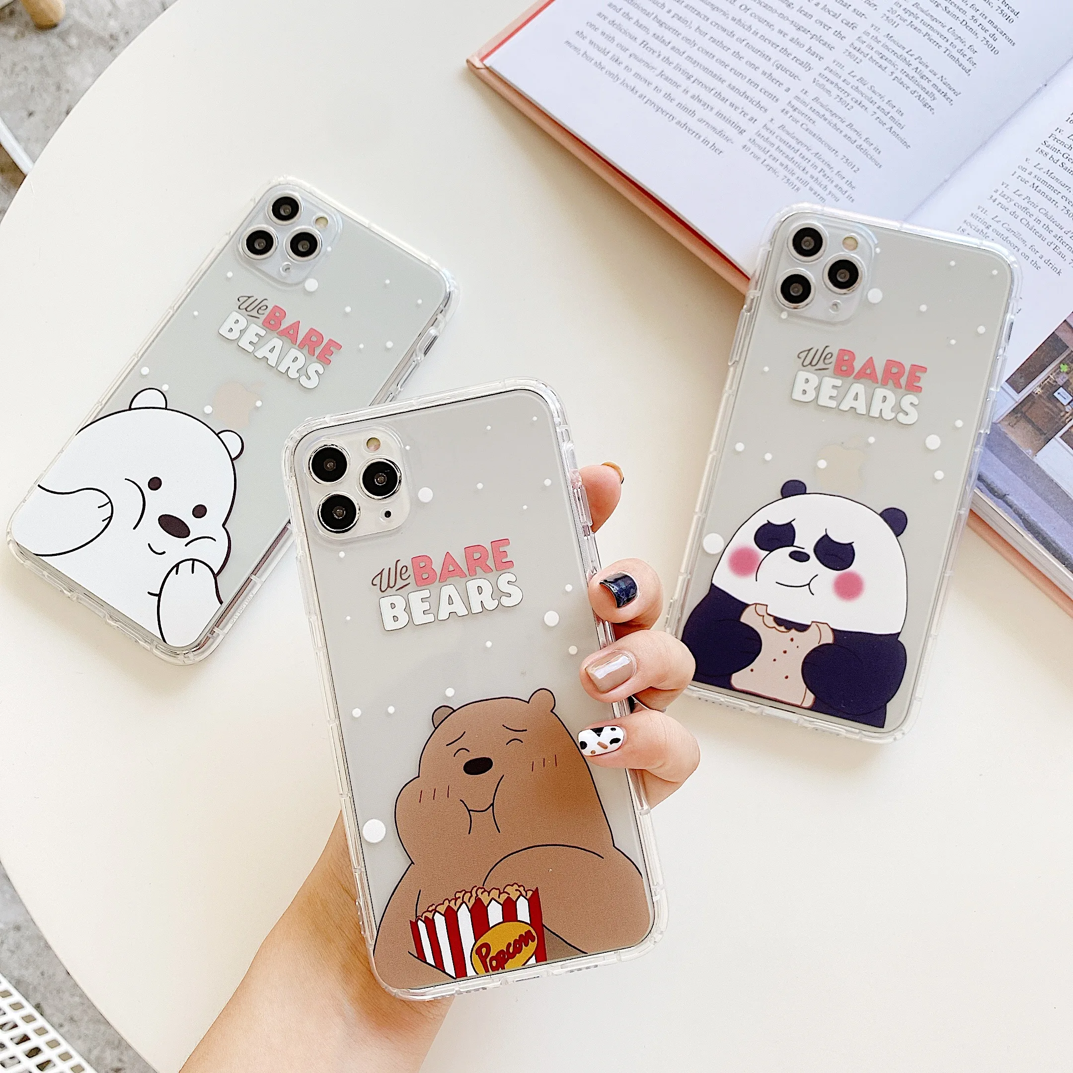 

Bare Bear Casing for Xiaomi Poco X3 NFC Redmi 9A Note 9s 9 8 Pro 7 Airbag Corner Phone Case Shockproof Protective Back Cover, 2 colors