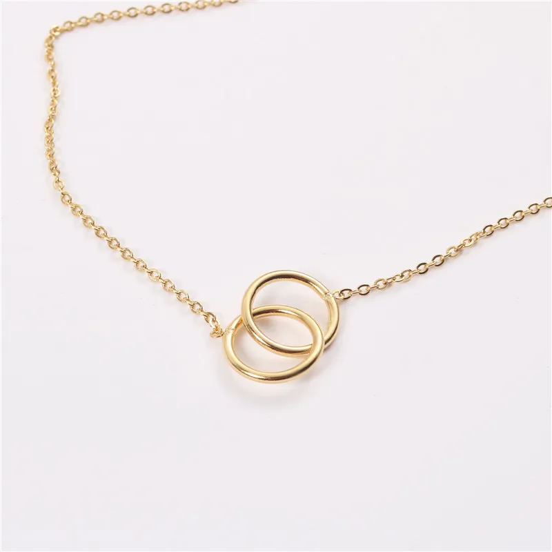 

Jewelry Double Circle Choker Necklace Stainless Steel Jewelry Wholesale, Picture shows