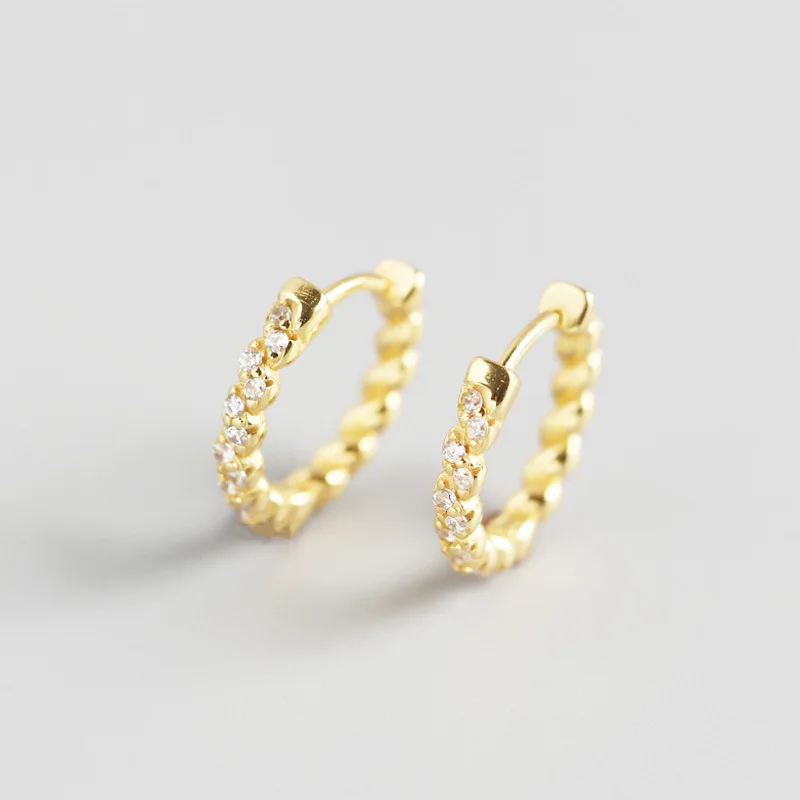

VRIUA Gold Color Small Hoop Earrings for Women Zircon Crystal Circle Earrings 925 Sterling Silver Huggie Earrings 2020 Jewelry, Gold sliver