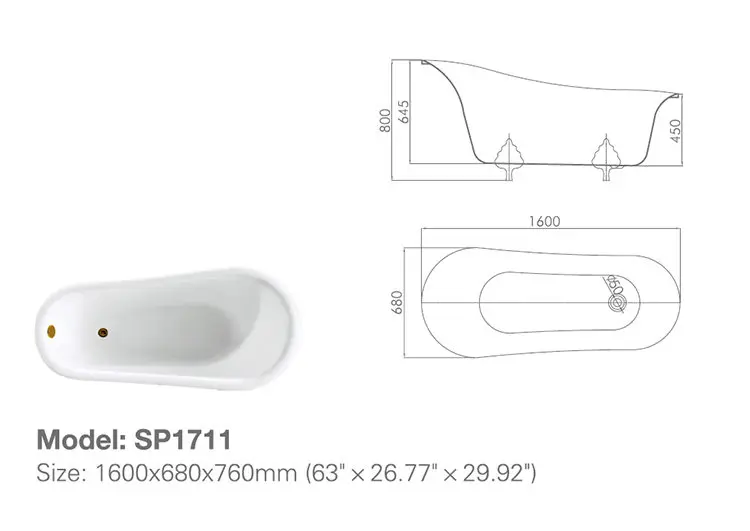 Kamali SP1711 supplier classical luxury modern golden color legs soaking egg shaped bathtubs with claw feet standing bathtub