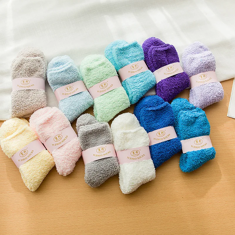 

Coral Velvet Thicken Sleep Fuzzy Socks Custom Design Your Logo Fuzzy Warm Socks Women, 13 colors