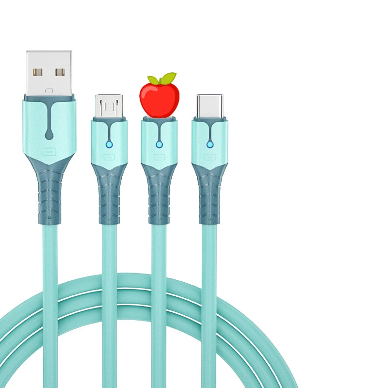 

Wholesale Durable 3 in 1 fast charging USB data cable for mobile phone