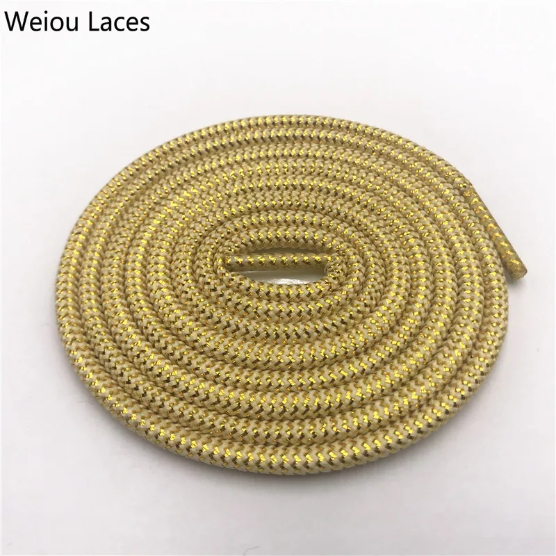 

Weiou high quality gold glitter metallic rope shoelaces For Leather Shoes Shine Shoestring
