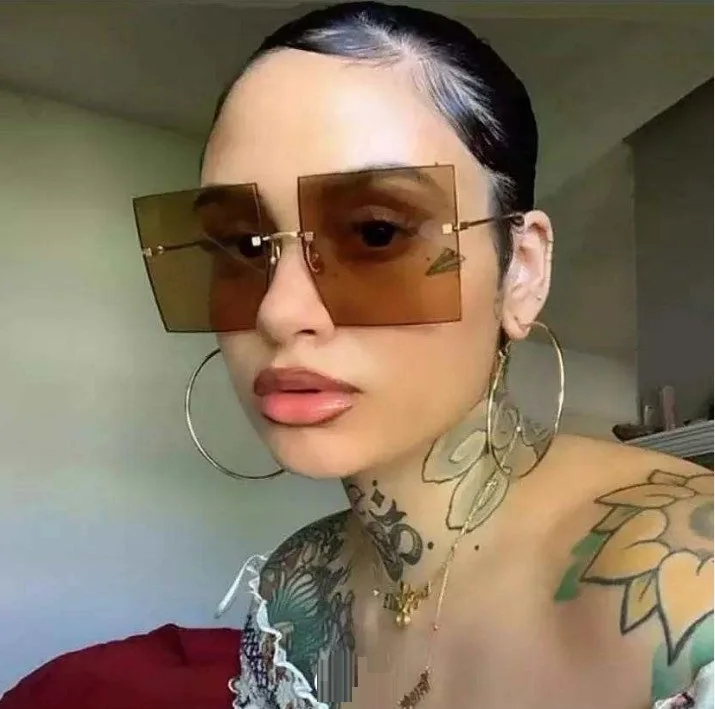

L31294 Big Frame Ins Style Newest Eyewear Fashionable Shades 2021 Rimless Square Oversized Women Sunglasses Men Glasses