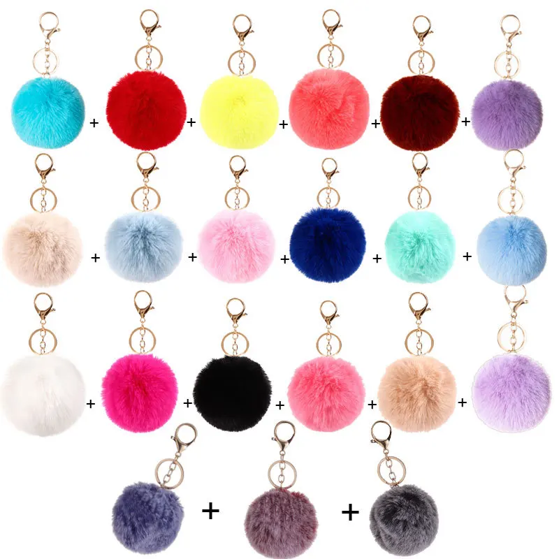 

Jachon new creative Key chain faux rabbit fur ball key chain elegant fashion key chain for women and girl, As picture