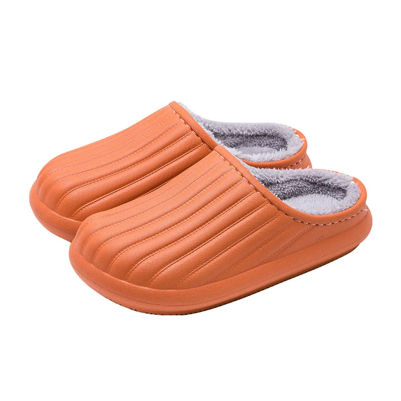 

Winter Cotton Slippers Fuzzy Slides Outdoor Eva Thick Bottom Non-slip Shoes Men And Women Couples Warm House Slippers, Option