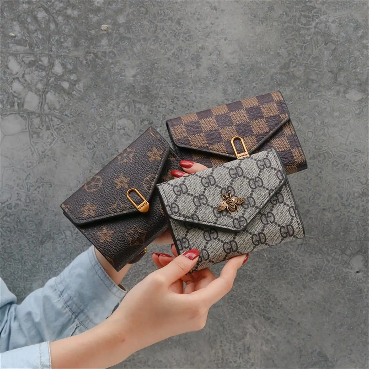 

Baellerry 2021 short casual Lattice womens small purse card holder pu leather mini billeteras dama wallets for women fashionable, Picture