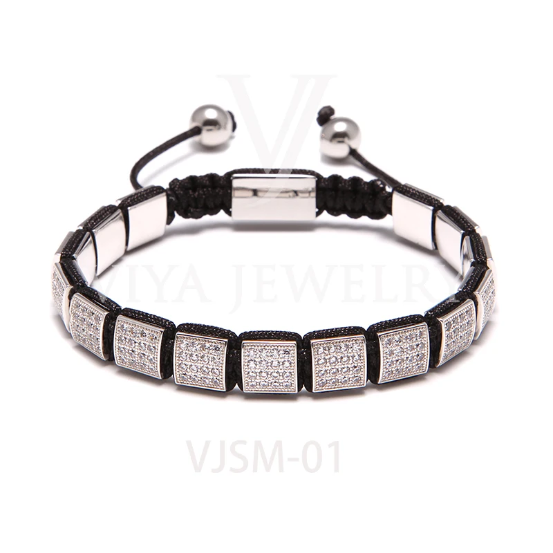 

Viya Jewelry DHL Free Shipping Luxurious Square Bead Bracelet Zirconia Beads, Gold/rose gold/silver/ black