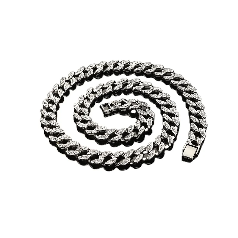 

Fashion Personalized Men Street Gold Plated Necklace Luxury Thick Cuban Link Chain Necklace, Gold and silver