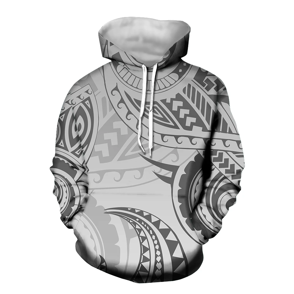 

Custom Hoodies Men White Polynesian Maori Tribal Pattern Tattoo Design Casual Long Sleeve Pullover Hoodie Sweatshirt Tops Pocket, Customized color